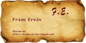 Friss Ervin névjegykártya